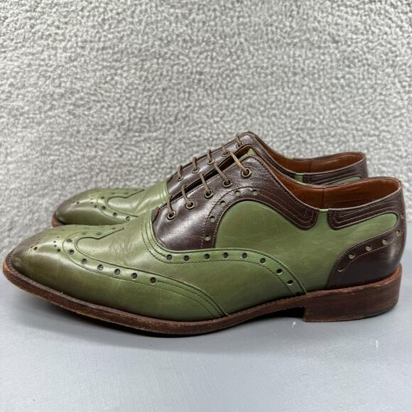 George Esquivel Vanas Mens Shoes 9 Green Brown Wingtip Oxford Made in USA $1100 - Picture 4 of 16